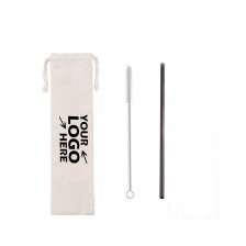 Black Drinking Straws Set with Cleaning Brush